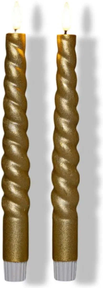 Anna's Collection LED Dinerkaarsen Swirl Goud - 2 Stuks