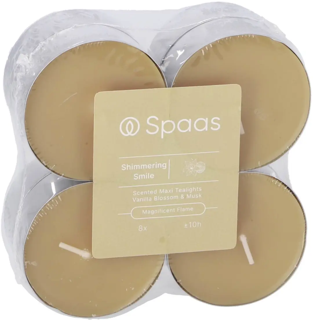 Spaas Maxi Geurtheelichten Shimmering Smile - 8 Stuks - 10 Uur