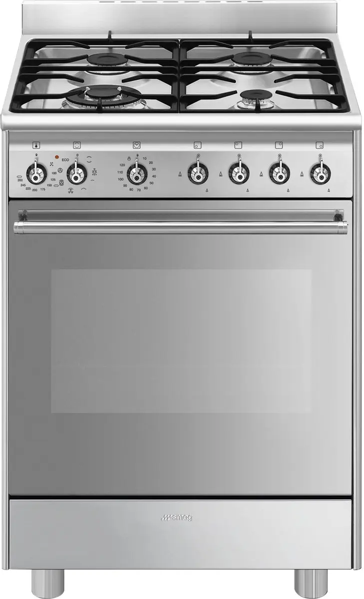 Smeg SX61GM fornuis Vrijstaand fornuis A Gas Gaskookplaat Roestvrijstaal