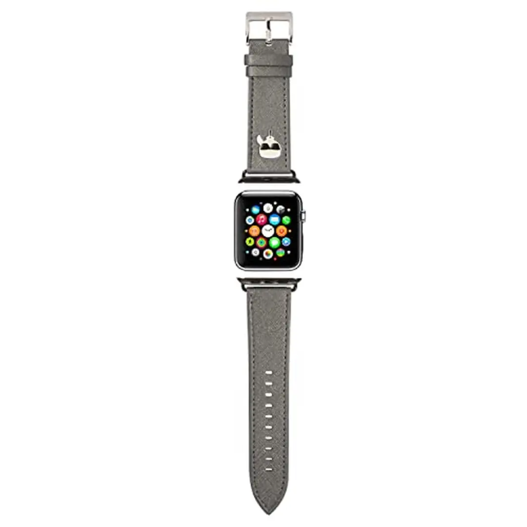 Karl Lagerfeld KLAWLOKHG Apple Watch Band 42/44/45mm - Saffiano - Zilver - afbeelding 5 van 5