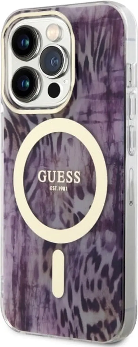 GUESS GUHMP14LHLEOPWP Hoesje iPhone 14 Pro - Roze Leopard - MagSafe - afbeelding 4 van 6