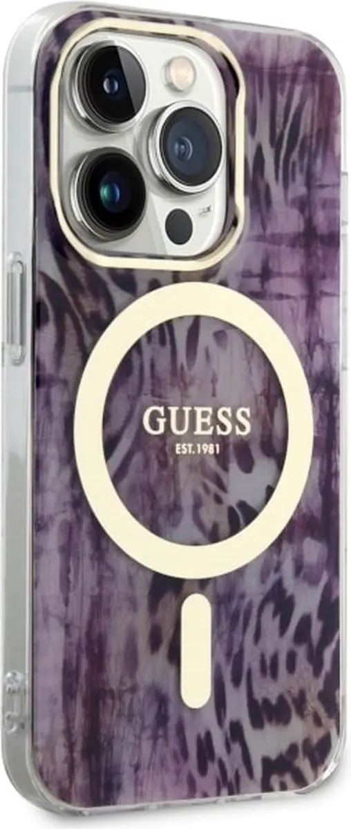 GUESS GUHMP14LHLEOPWP Hoesje iPhone 14 Pro - Roze Leopard - MagSafe - afbeelding 2 van 6