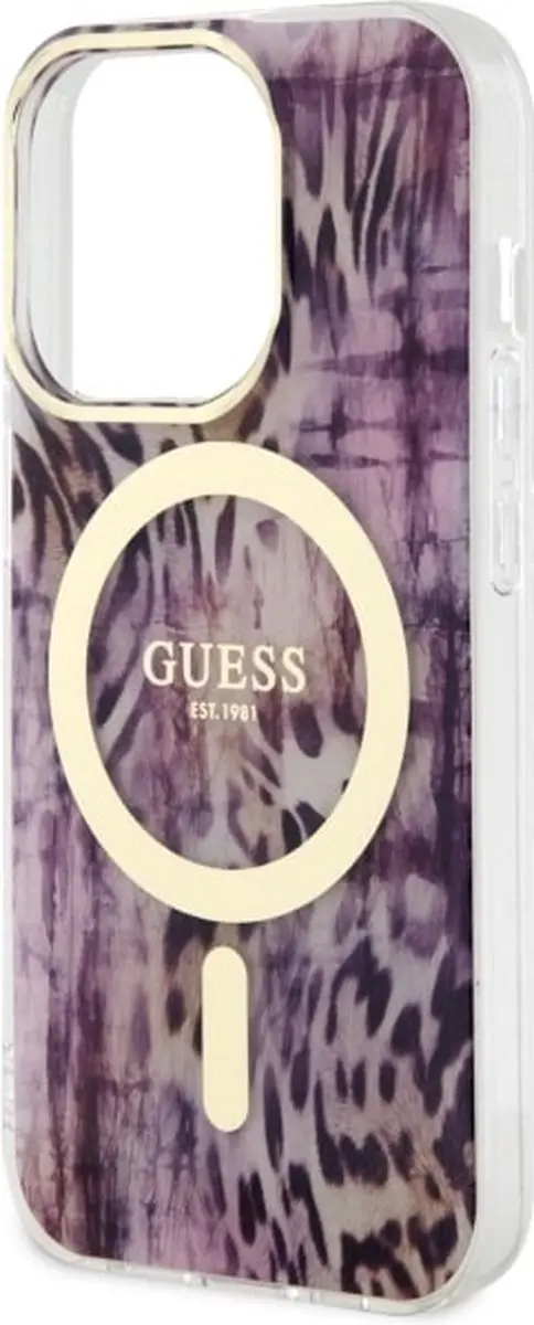 GUESS GUHMP14LHLEOPWP Hoesje iPhone 14 Pro - Roze Leopard - MagSafe - afbeelding 5 van 6
