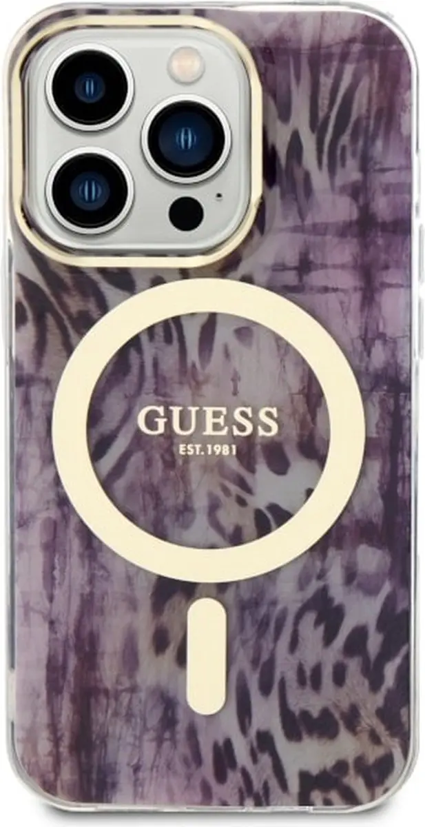 GUESS GUHMP14LHLEOPWP Hoesje iPhone 14 Pro - Roze Leopard - MagSafe - afbeelding 3 van 6