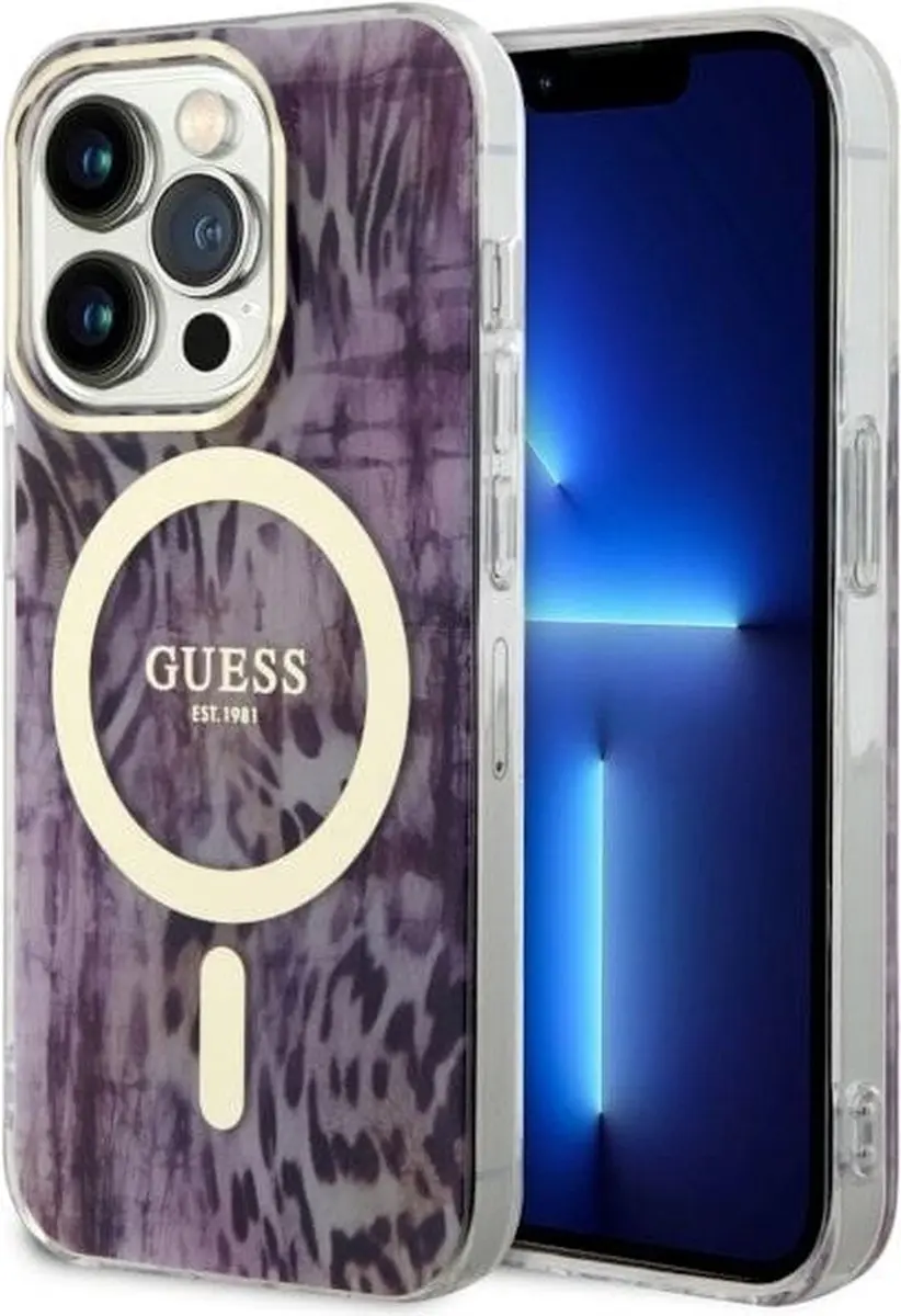 GUESS GUHMP14LHLEOPWP Hoesje iPhone 14 Pro - Roze Leopard - MagSafe - afbeelding 6 van 6