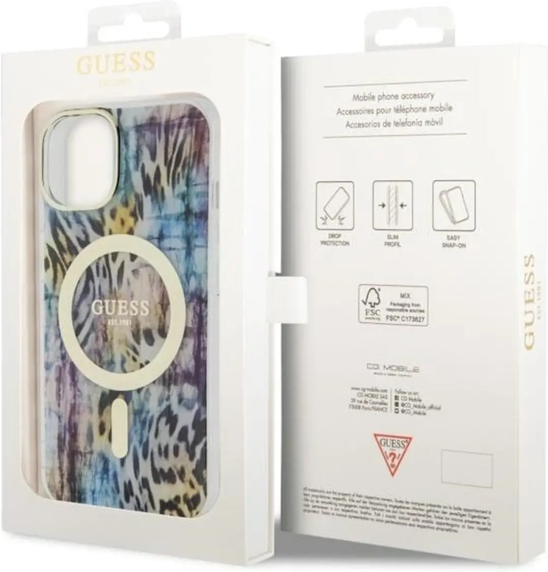 GUESS GUHMP14SHLEOPWB iPhone Hoesje - Blauw - Leopard - MagSafe - afbeelding 2 van 6