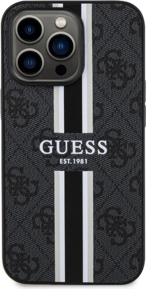 Guess 4G Printed Stripes Hard Case Back Cover - iPhone 13/13 Pro Zwart - afbeelding 4 van 6