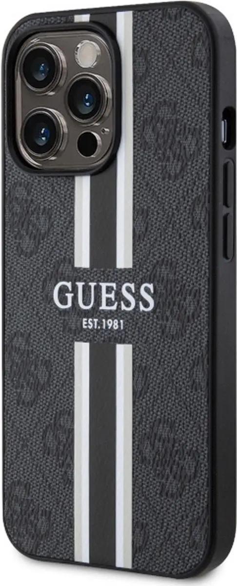 Guess 4G Printed Stripes Hard Case Back Cover - iPhone 13/13 Pro Zwart - afbeelding 3 van 6