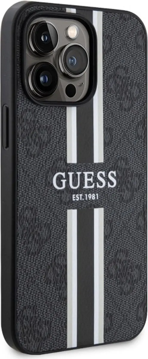 Guess 4G Printed Stripes Hard Case Back Cover - iPhone 13/13 Pro Zwart - afbeelding 5 van 6