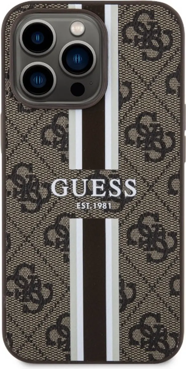 GUESS 4G Printed Stripes Hard Case Back Cover - iPhone 13/13 Pro Bruin - afbeelding 4 van 6
