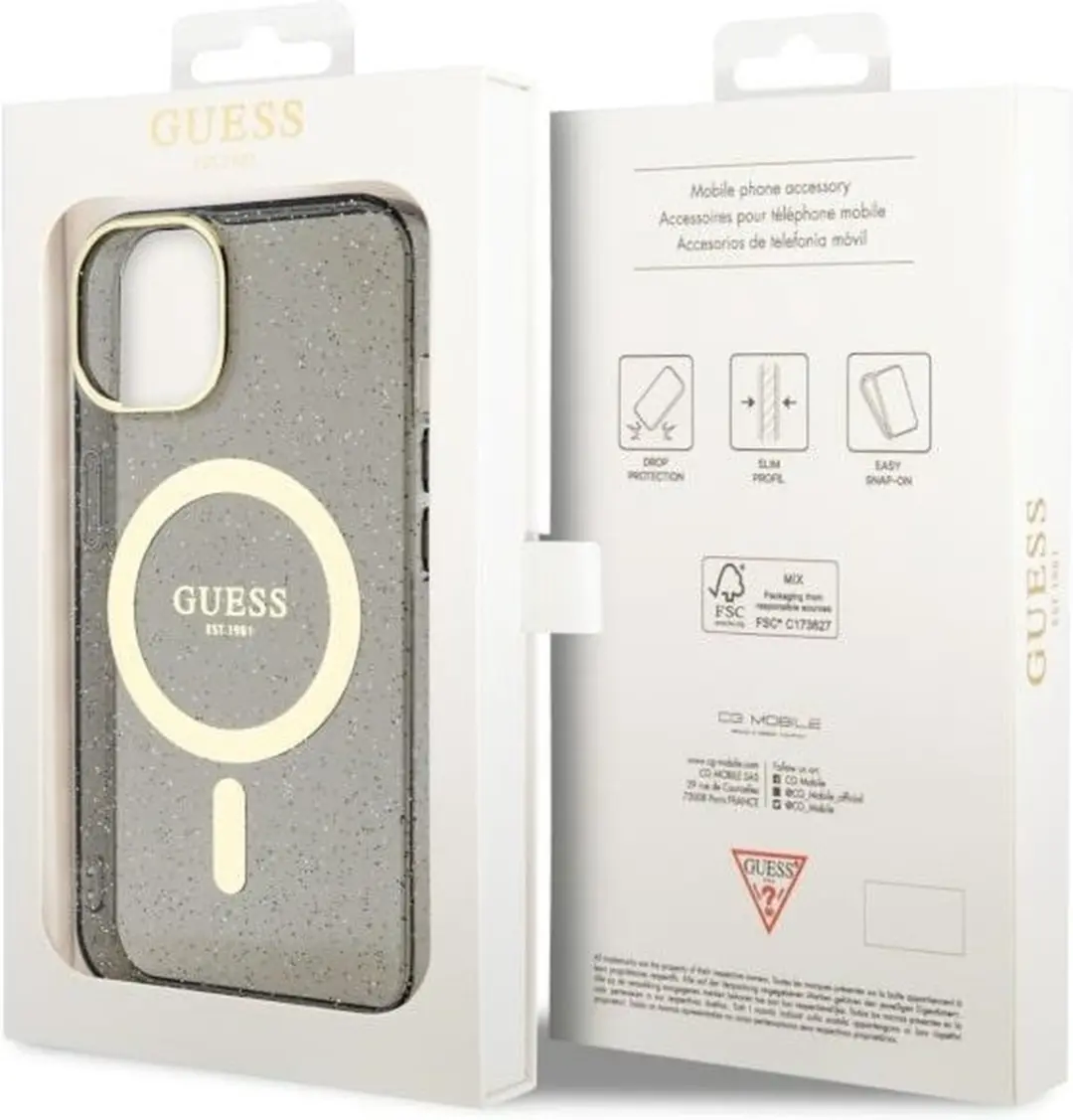 GUESS GUHMP14MHCMCGK iPhone Hoesje 14 Plus - Zwart Glitter MagSafe - afbeelding 2 van 6