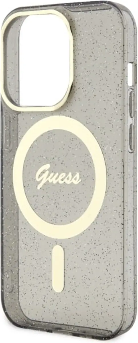 Guess GUHMP14LHCMCGK Hoesje iPhone 14 Pro - MagSafe - Glitter Zwart/Goud - afbeelding 3 van 6