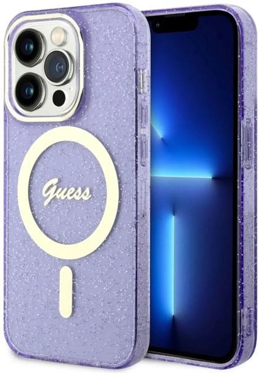 Guess GUHMP14LHCMCGU iPhone Hoesje - Paars Glitter - MagSafe - afbeelding 4 van 6