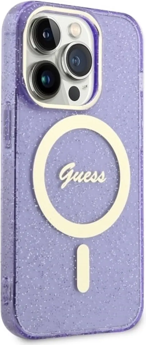 Guess GUHMP14XHCMCGU Hoesje iPhone 14 Pro Max - Paars Glitter - MagSafe - afbeelding 3 van 6