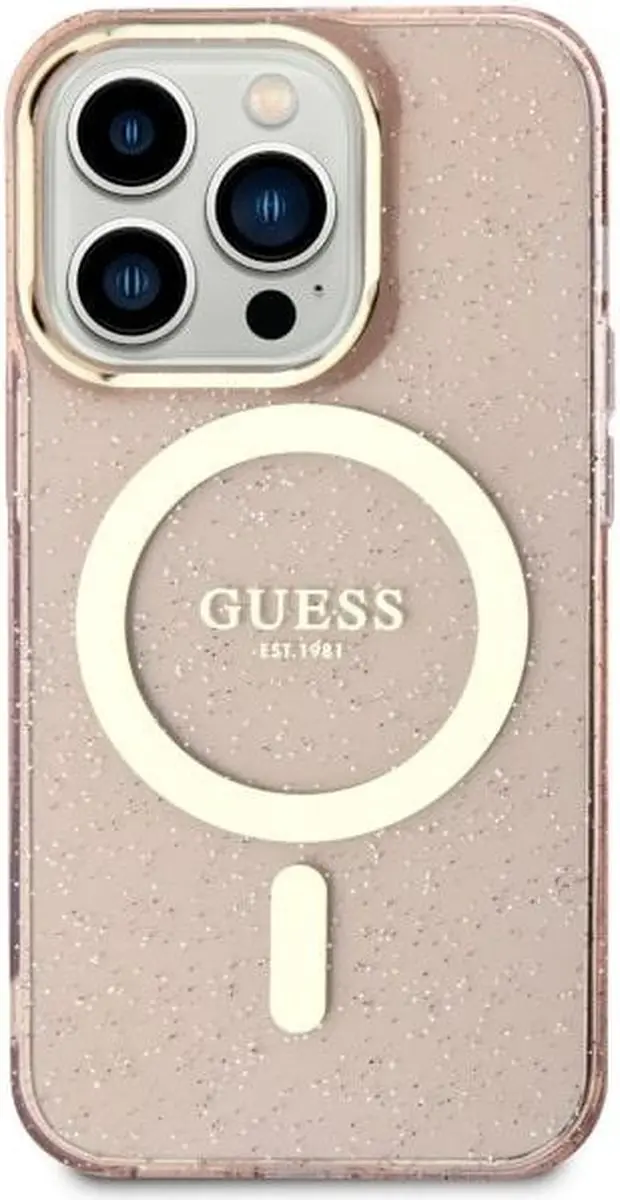 Guess GUHMN61HCMCGP Hoesje iPhone 11/Xr - Roze Glitter MagSafe - afbeelding 2 van 3