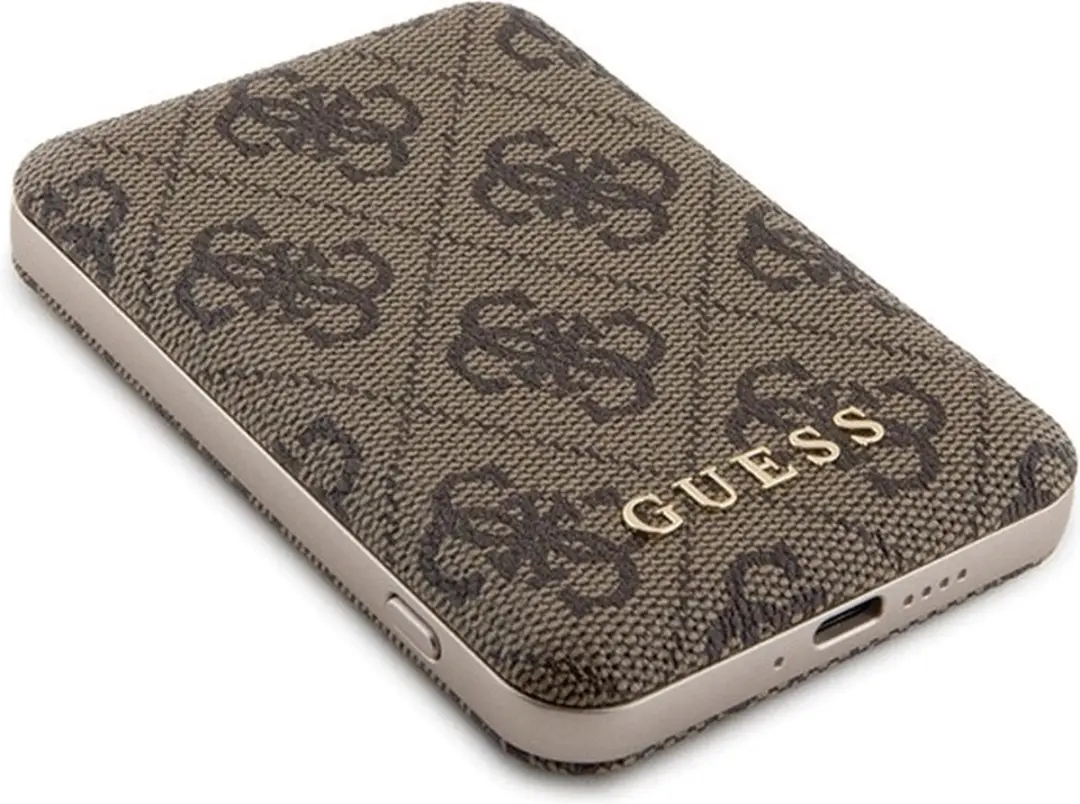 GUESS Metal Logo Hoesjeset iPhone 15 Pro Max - Bruin - 5000mAh Powerbank - MagSafe - afbeelding 3 van 6