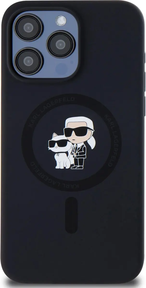 Karl Lagerfeld iPhone 15 Pro Max Hoesje - Magsafe - Black - KC Head Ring - afbeelding 3 van 6