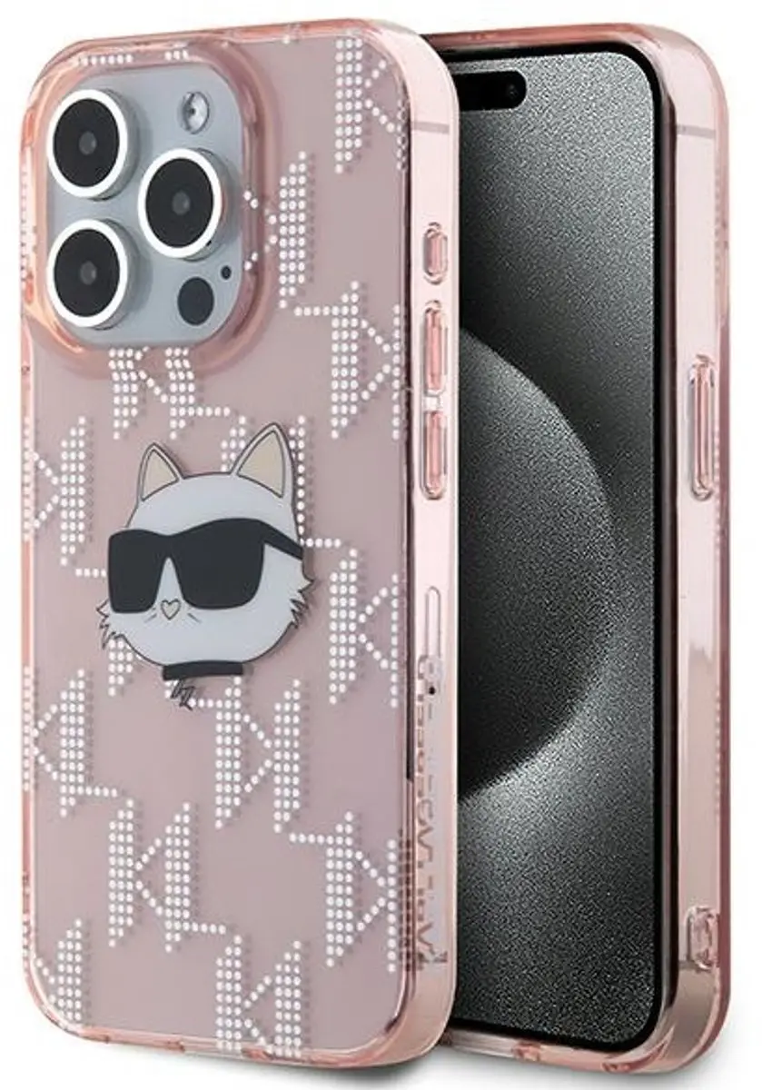 Karl Lagerfeld IML Choupette Head & Monogram Hoesje iPhone 15 Pro
