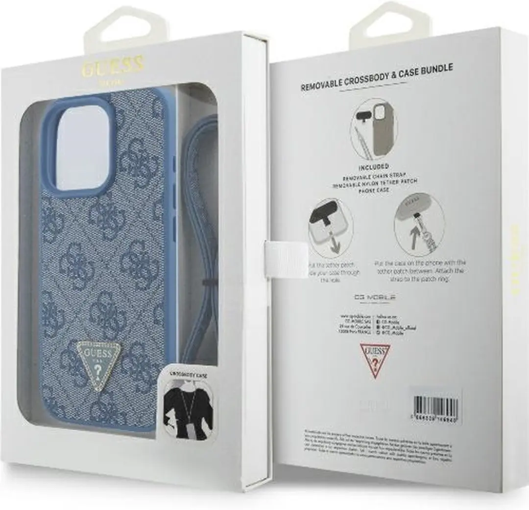 GUESS GUHCP16LP4TDSCPB iPhone 16 Pro Hoesje - Blauw Leder - afbeelding 2 van 6