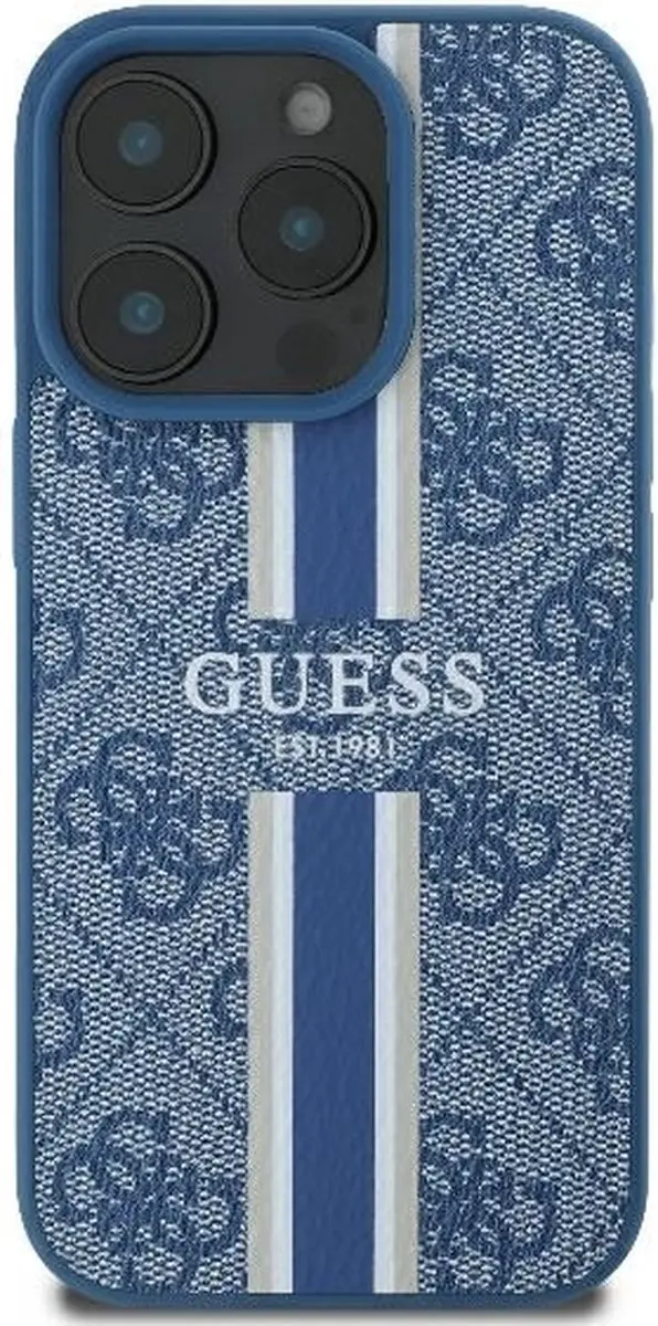 Guess 4G Printed Stripes Hoesje iPhone 16 Pro - Blauw - afbeelding 4 van 6