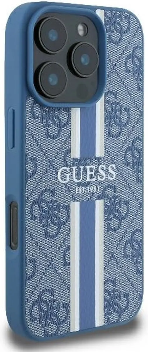 Guess 4G Printed Stripes Hoesje iPhone 16 Pro - Blauw - afbeelding 5 van 6
