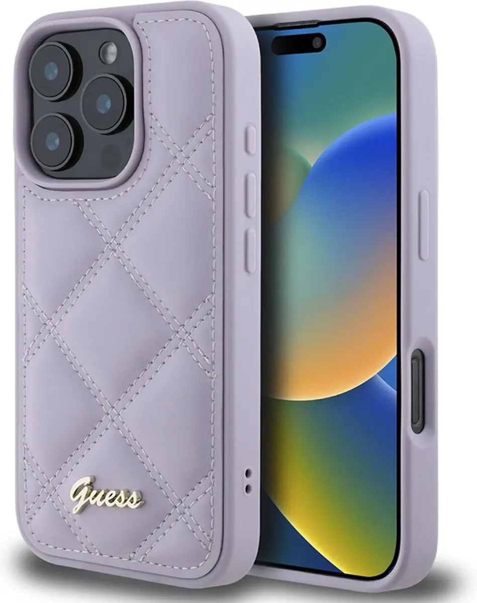 Guess Quilted Puffed Metal Logo Back Cover hoesje voor Apple iPhone 16 Pro Max