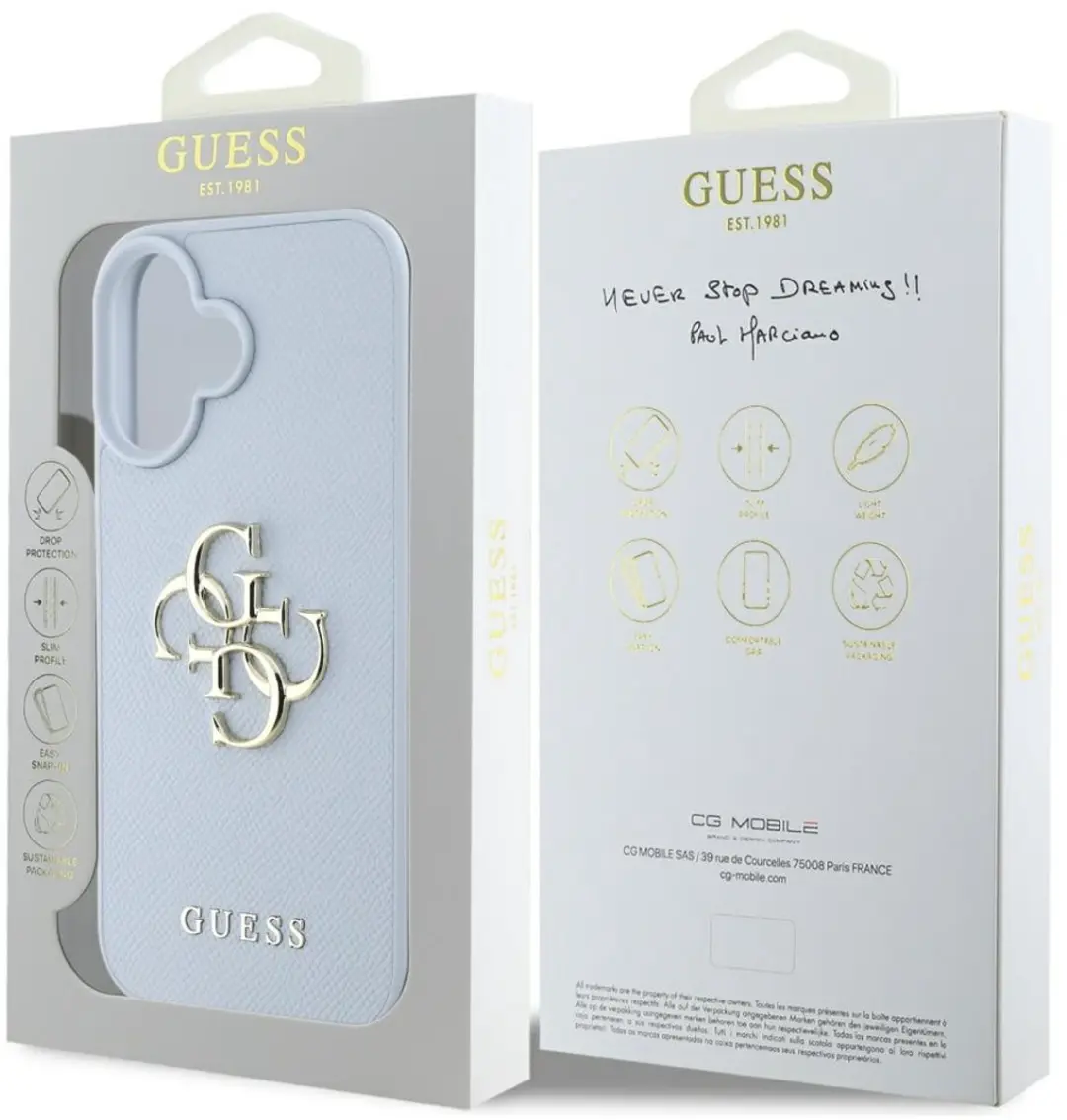 Guess Grained Big 4G Logo Hoesje - GUHCP16SPGT4MBB - Blauw - afbeelding 6 van 6