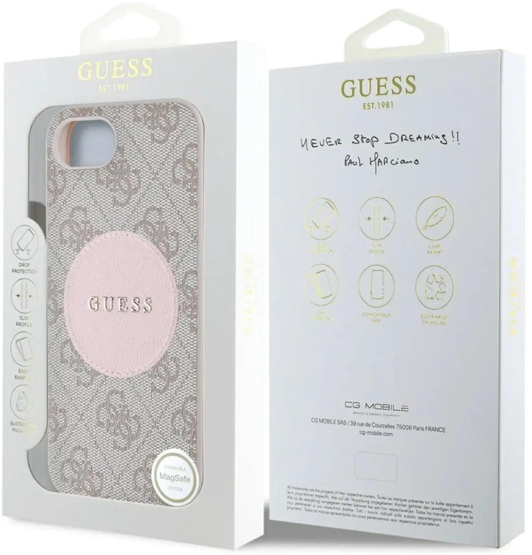 Guess 4G Circle Classic Logo Hoesje - iPhone 16 - MagSafe - Roze - afbeelding 6 van 6