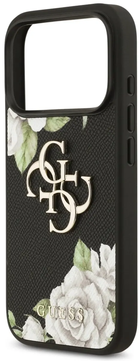 GUESS Grained Roses Hoesje iPhone 17 Pro - Zwart - afbeelding 2 van 6