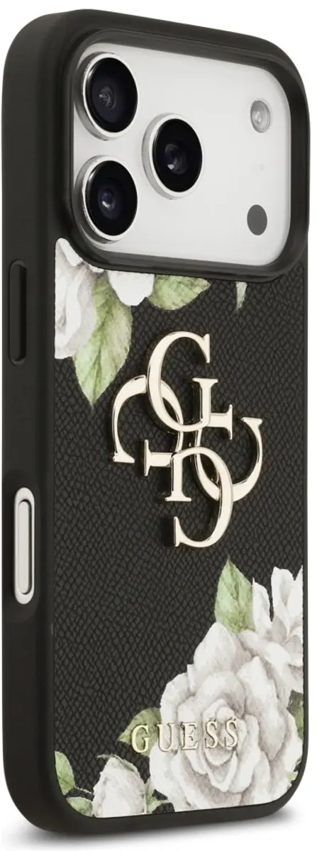 GUESS Grained Roses Hoesje iPhone 17 Pro - Zwart - afbeelding 4 van 6