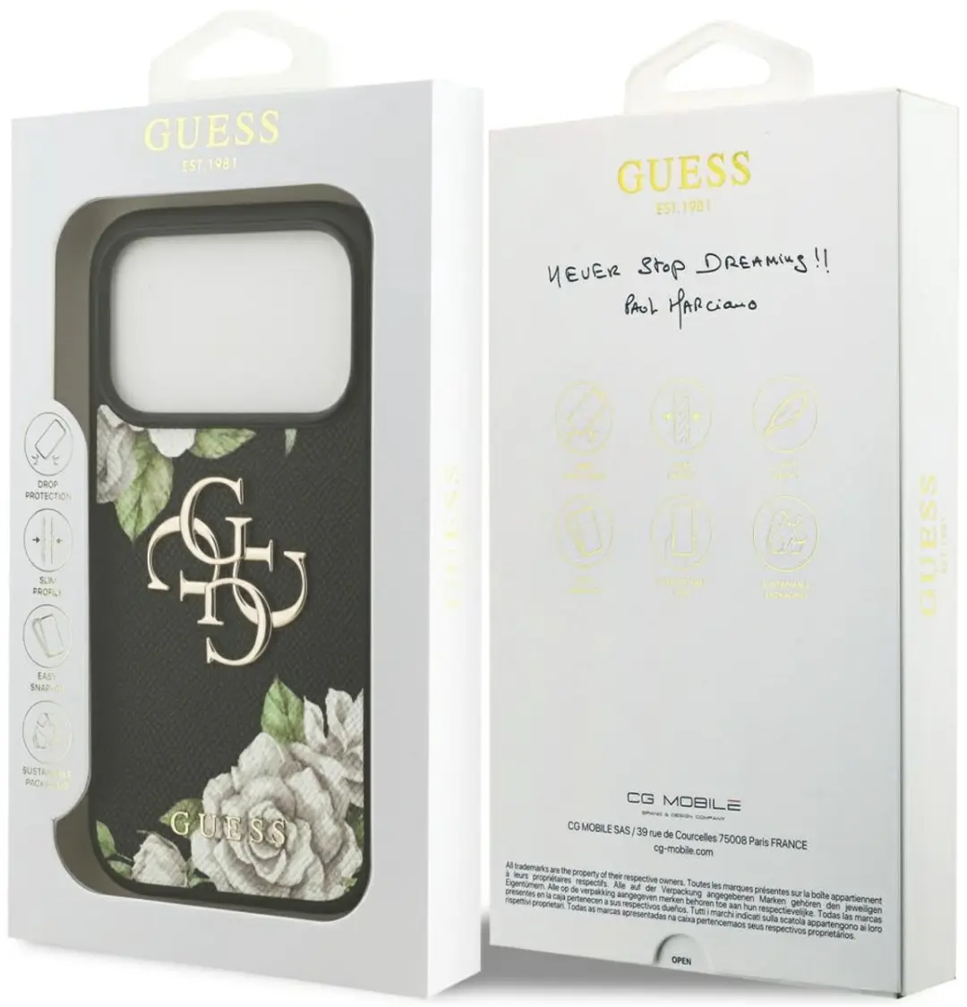 GUESS Grained Roses Hoesje iPhone 17 Pro - Zwart - afbeelding 3 van 6