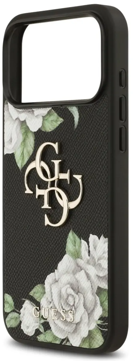 Guess Grained Roses Hoesje iPhone 17 Pro Max - Zwart - afbeelding 5 van 6