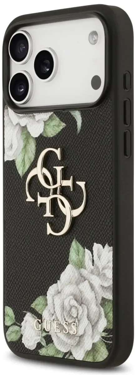 Guess Grained Roses Hoesje iPhone 17 Pro Max - Zwart - afbeelding 6 van 6