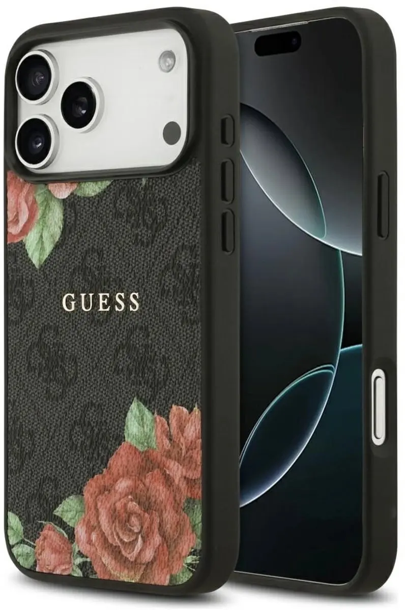 GUESS Case 4G Bloemenprint Magsafe - iPhone 17 Pro - Zwart - afbeelding 2 van 6
