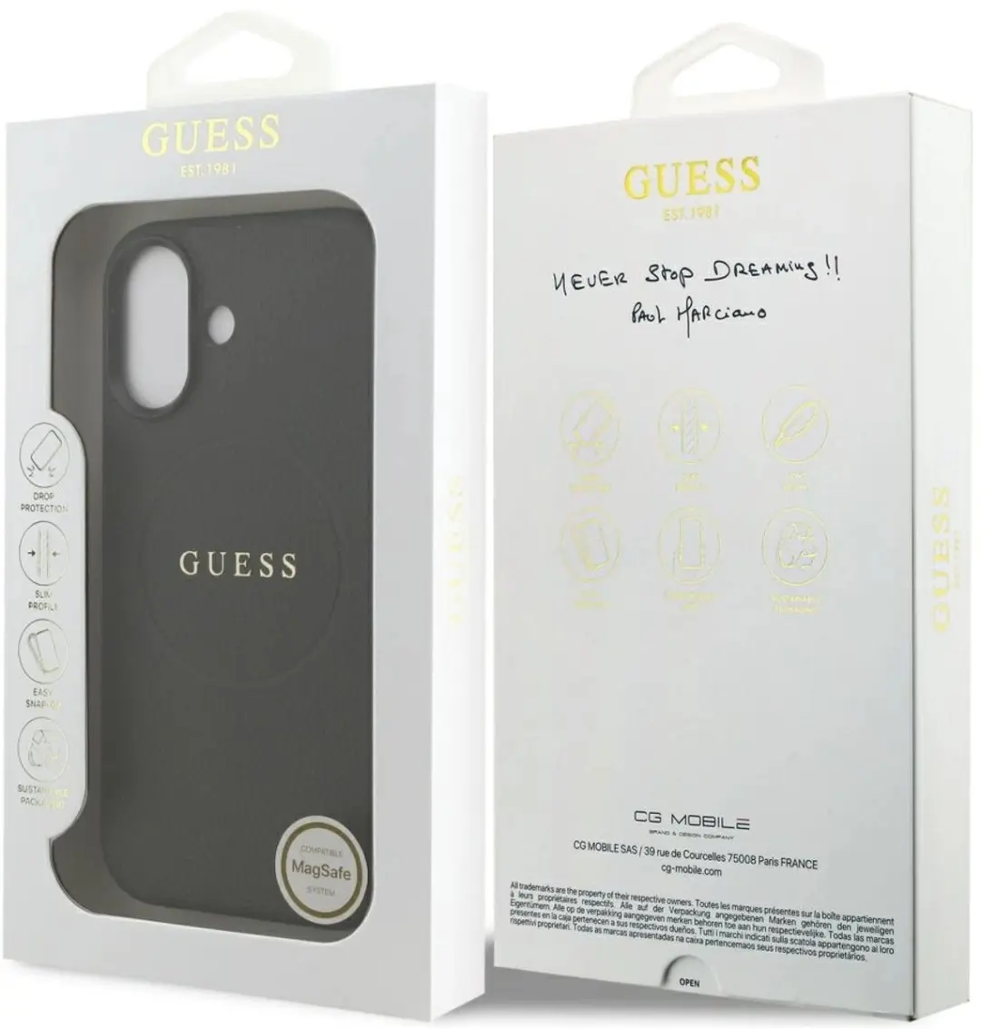 GUESS Grained Ring MagSafe Hoesje iPhone 17 - Zwart - afbeelding 4 van 6