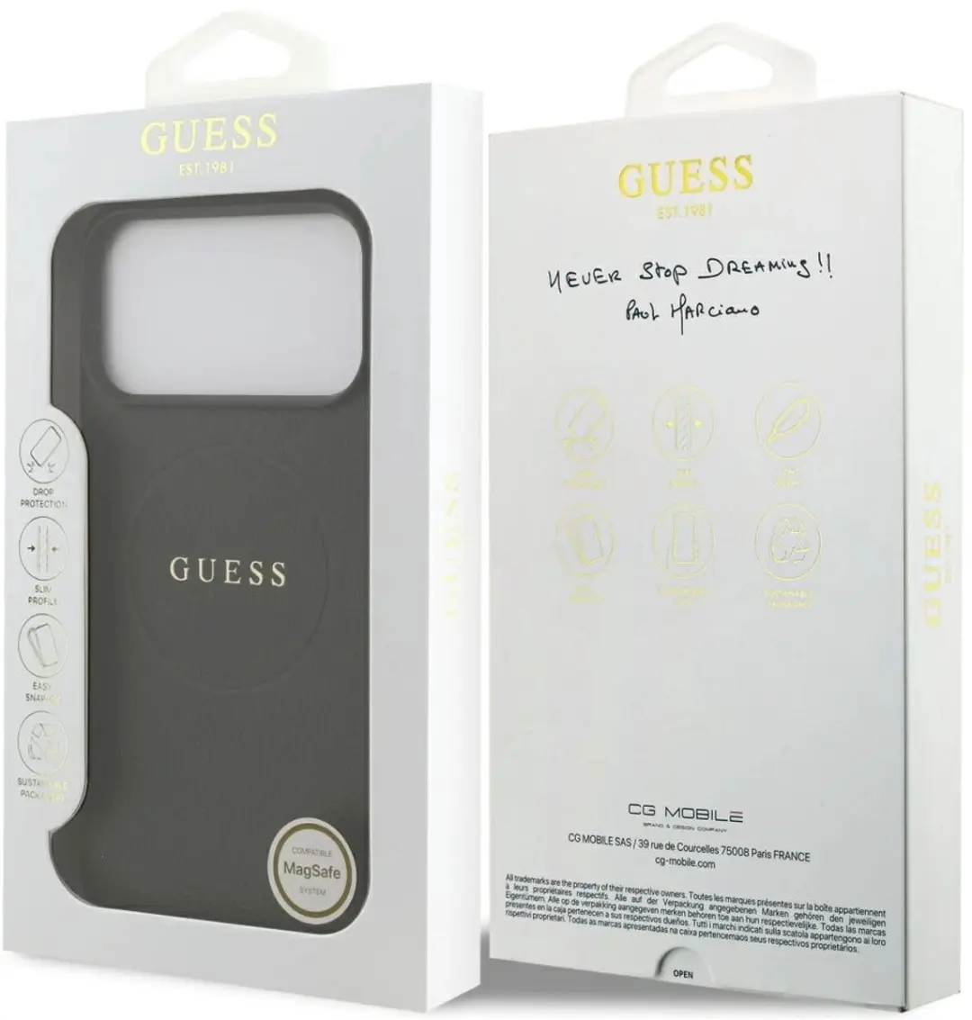 GUESS Grained Ring MagSafe Hoesje - iPhone 17 Pro Max - Zwart - afbeelding 4 van 6