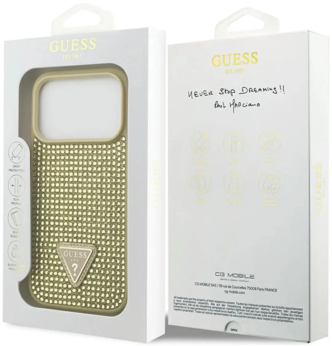 GUESS Strass Driehoek Logo Hoesje - iPhone 17 Pro - Zwart - afbeelding 2 van 6