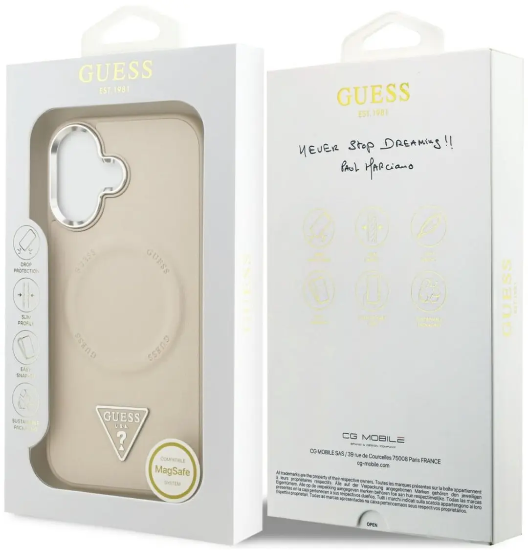GUESS Driehoekig Logo MagSafe Hoesje iPhone 17 - Beige - 3666339515676 - afbeelding 5 van 6