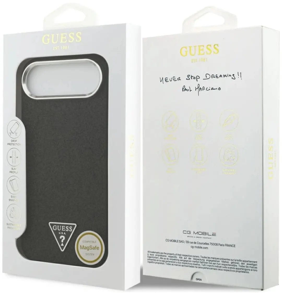 GUESS Glitter Triangle Logo MagSafe Hoesje - iPhone 17 Air - Zwart - afbeelding 5 van 6