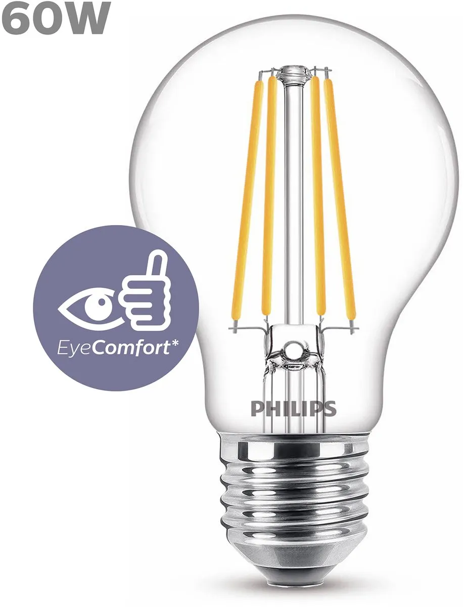 Philips LED Standaardlamp E27 7W Warmwit 3-pack