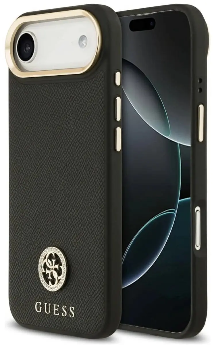 GUESS Grained Strass Logo Hoesje - iPhone Air MagSafe - Zwart - afbeelding 2 van 6