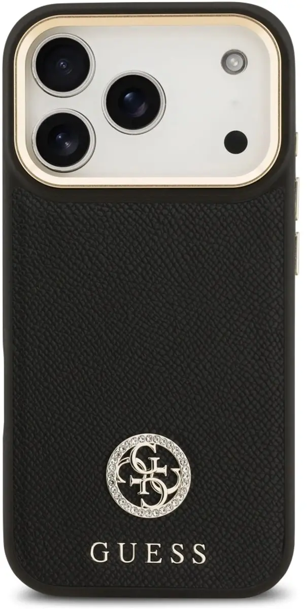GUESS Grained Strass Logo Hoesje iPhone 17 Pro Max - Zwart - afbeelding 3 van 6