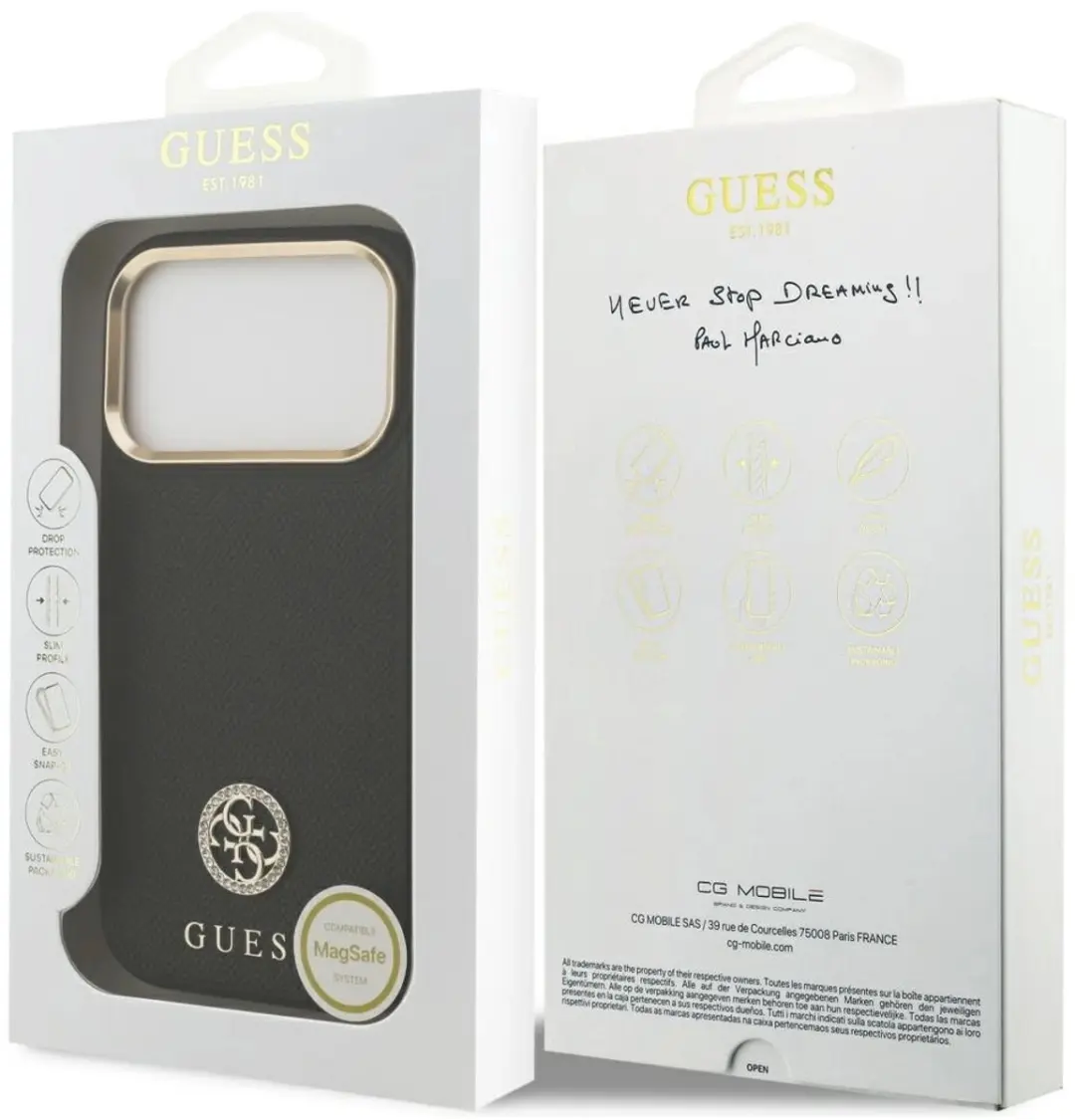 GUESS Grained Strass Logo Hoesje iPhone 17 Pro Max - Zwart - afbeelding 4 van 6