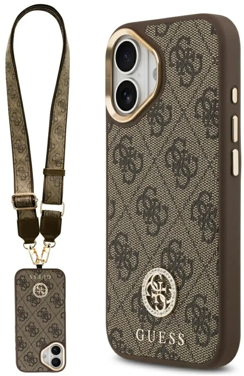 GUESS Case 4G Strass Logo & Grote Band iPhone 17