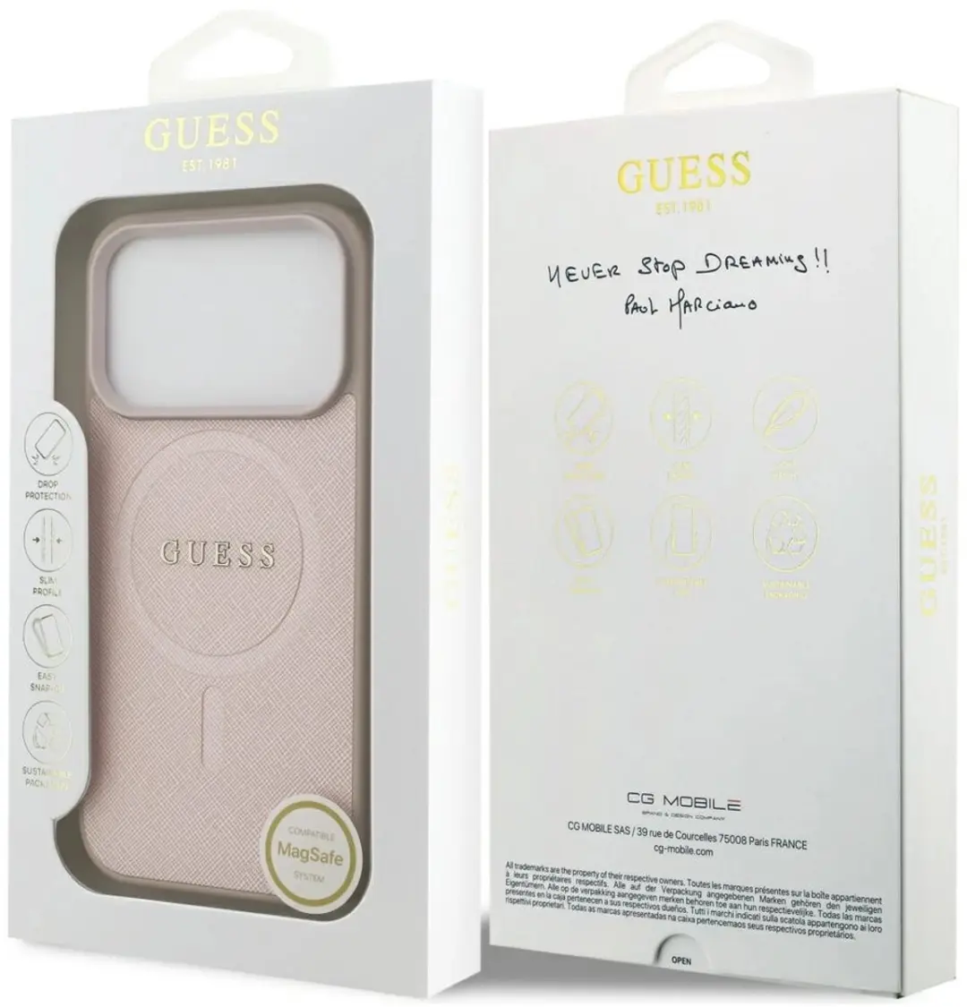 GUESS Saffiano MagSafe Hoesje iPhone 17 Pro - Zwart - afbeelding 5 van 6