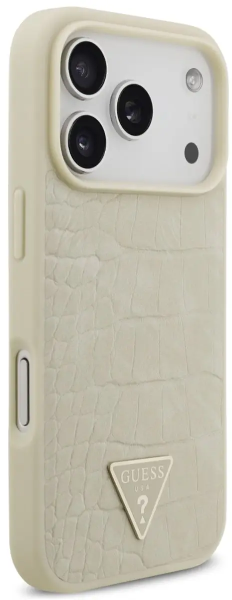 GUESS Croco Triangle Logo MagSafe Hoesje - iPhone 17 Pro - Zwart - afbeelding 2 van 6