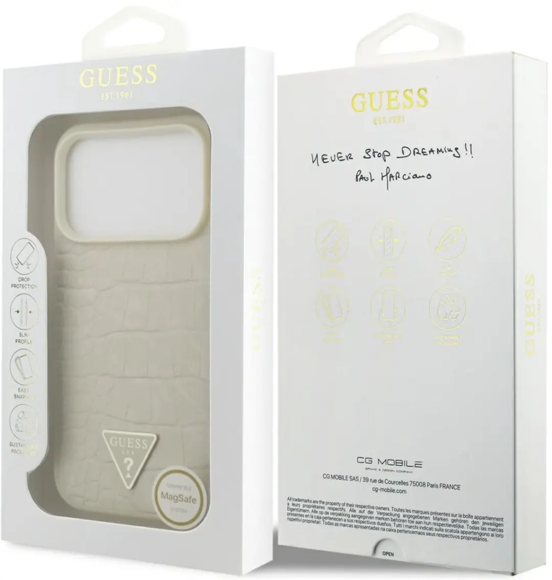 GUESS Croco Triangle Logo MagSafe Hoesje - iPhone 17 Pro - Zwart - afbeelding 5 van 6