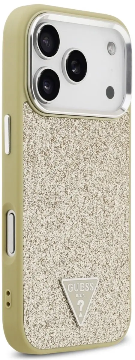 GUESS Glitter Triangle Logo MagSafe Hoesje - iPhone 17 Pro - Zwart - afbeelding 5 van 6