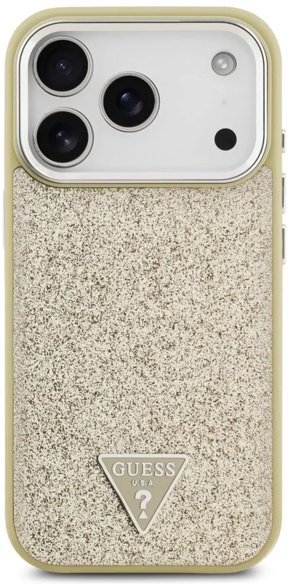 GUESS Glitter Triangle Logo MagSafe Hoesje - iPhone 17 Pro - Zwart - afbeelding 2 van 6