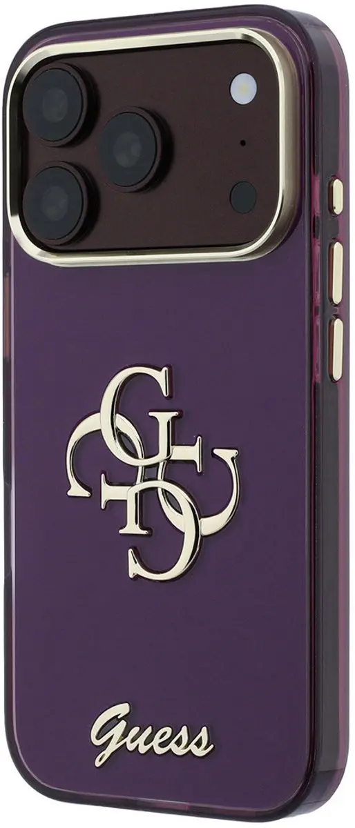 GUESS Backcover Hoesje iPhone 18 Pro - HC IML 4G Script Metal - 3666339655785 - Bordeauxrood - afbeelding 3 van 6